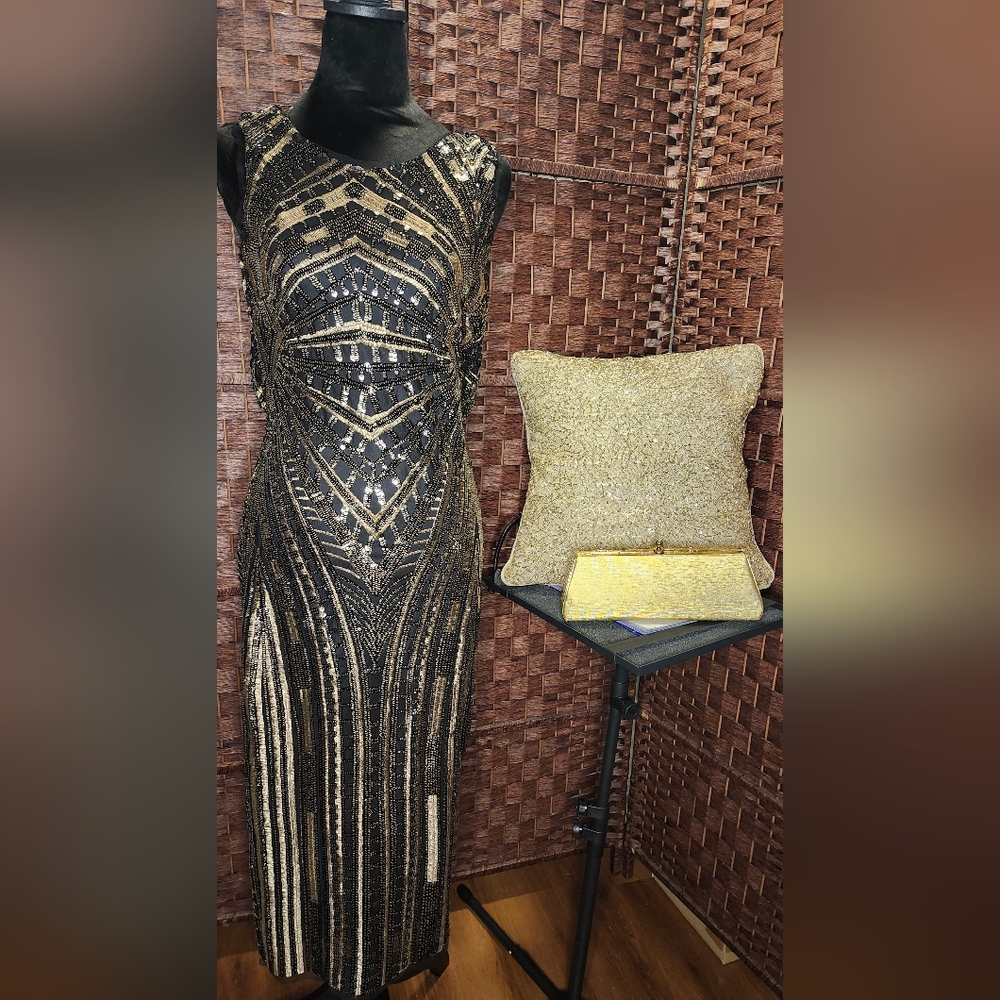 New With Tags!Zara Black and Gold Backless Dress